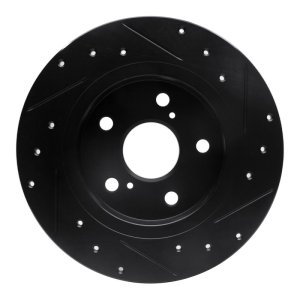 Scion TC Brake Rotor (1) - Rear Left - R1 Concepts - Drilled & Slotted - Black - `11-`16